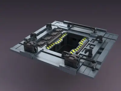 Sci-fi strobe capsule cabin deck console elevator shaft 3D model