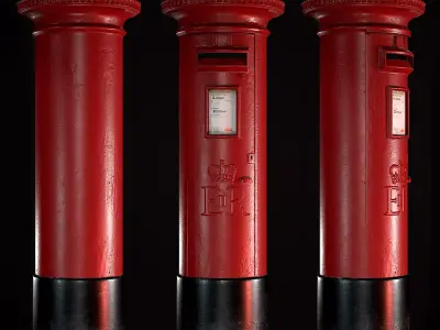 Royal PostBox Low Poly PBR Low-poly 3D model