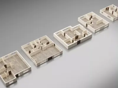 5 Floor Plans 3D model