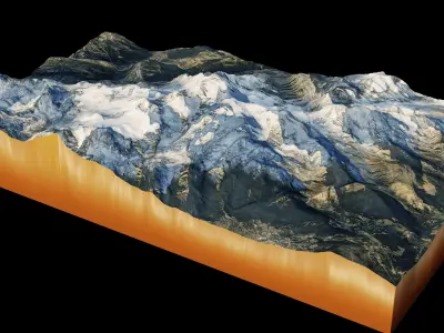 Mount Mont Blanc Terrain 3D model 3D model