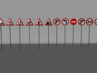 Traffic Signs Lowpoly Low-poly 3D model