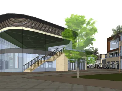 big shopping mall  Low-poly 3D model