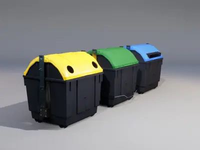 Street recylcing container Low-poly 3D model