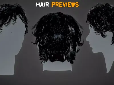 10 Wavy Hair Models and PBR Textures   Vol 06 Low-poly 3D model