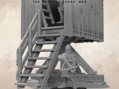 Medieval wooden windmill 3D print model