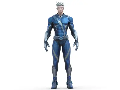 Quick Silver Speedster Marvel Hero 3D Model Game Ready Rigged Low-poly 3D model