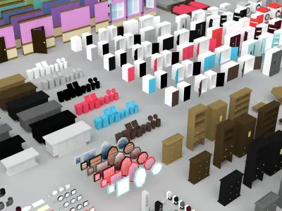 SimpleBox Interiors for indie game developers Low-poly 3D model