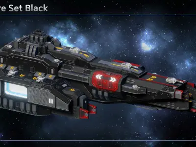 Spaceship Blackbeard Pirate Battlecarrier Low-poly 3D model