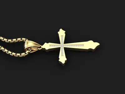High Cross Pendant Light Gold 18K 3CP009 3D print model