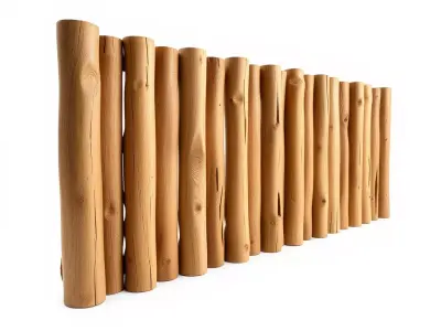 Rustic Wooden Fence model pack Low-poly 3D model