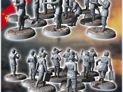 Set of 15 Soviet Soviet tank crews USSR WW2 6 - Soviet army WW2  3D print model