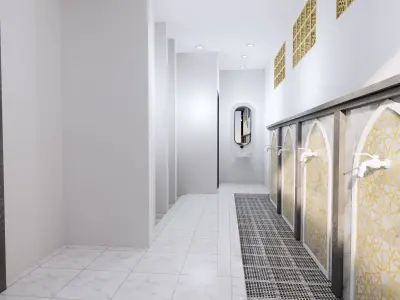 Toilet and Wudhu spot at Mosque smallMosque Prayer room islam 3D model