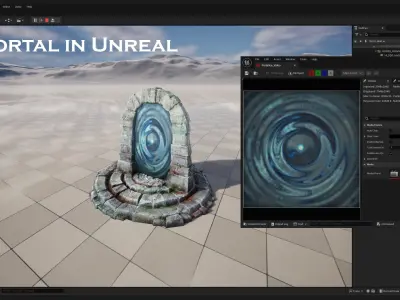 Portal Teleport Arch in the Ice Snow Arctic Low-poly 3D model