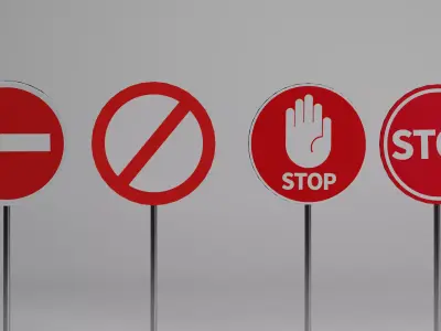 Low Poly Traffic Signs Pack Low-poly 3D model