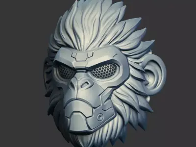 Cyber Primate Mask STL -  Futuristic Monkey Mask 3D print model
