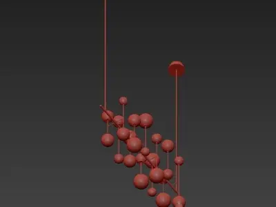 FLUXUS chandelier with balls hanging from it 3D model