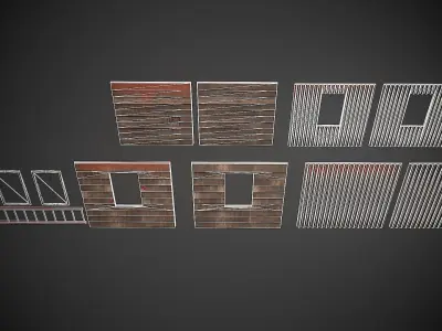 Modular House Front Abadoned Building Free low-poly 3D model