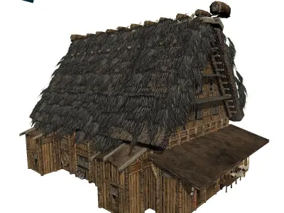 Shirakawago Village Set House 4 Low-poly 3D model