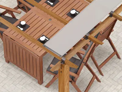 Paragon Florence Pergola with Table and chairsAPPLARO 3D model