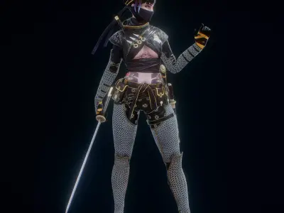 Kunoichi Samurai Low-poly 3D model