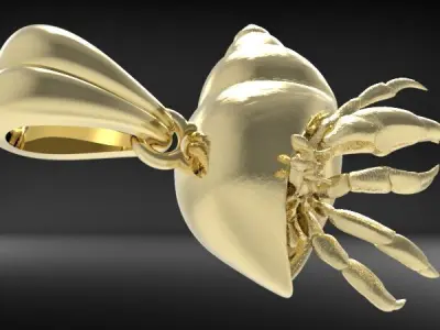 Happy Hermit Crab Pendant Necklace Charm Bracelet Jewelry  3D print model