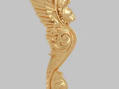 Classic 3D model of interior CNC sculpture gold inlaid 3D model