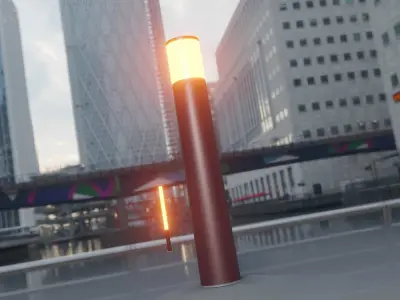 Dark Red Light-Column -27- Street-Light 9 Low-poly 3D model