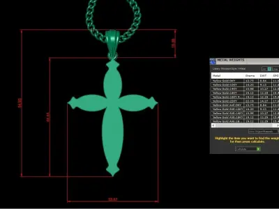 Light Gold 18K Cross Pendant 1CP074 3D print model buy