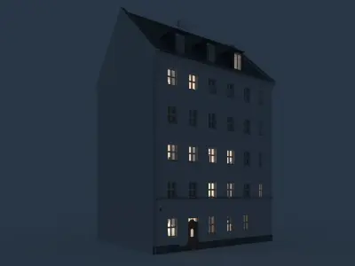 Residential City Building - Row - 02 - Clean Facade 3D model