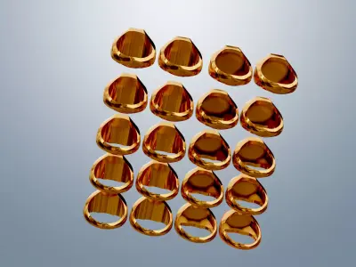 Octagonal Signet Ring Set 3D print model