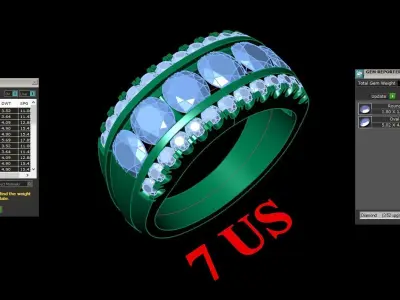 Light Gold Diamond Men Ring 2MR002 3D model