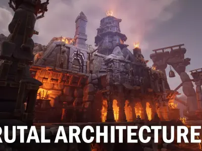 Brutal architecture Low-poly 3D model