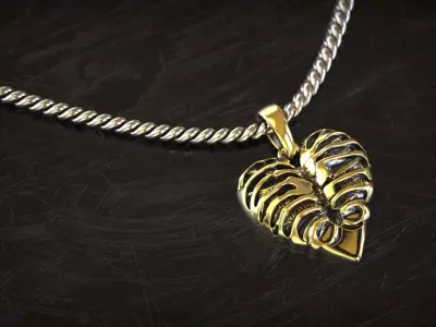 Anatomical Heart Ribcage Pendant 3D print model