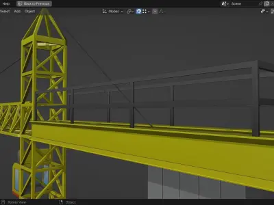Low poly Construction Site with Crane Low-poly 3D model