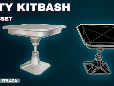 7 Bus Stop collection 3d models - Bus Stations table and chair Low-poly 3D model