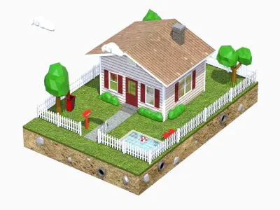 Low Poly House V2 Low-poly 3D model