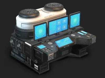 Sci Fi Lab Computer Low Poly Low-poly 3D model