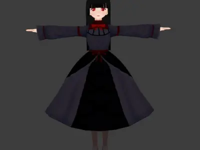 SciFi 3d anime character c8 Low-poly 3D model