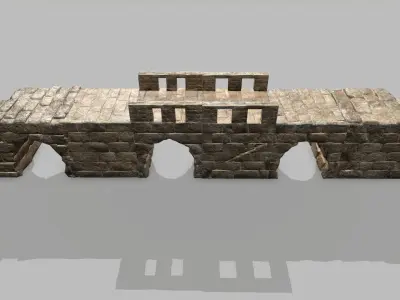 Stair Set stone arch with stairs Low-poly 3D model