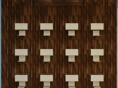 Classroom with chairs and blackboard Low-poly 3D model