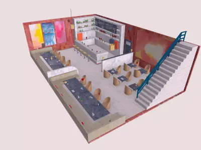 A bar room with a light floor Free low-poly 3D model