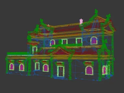 Brick wall structure house Low-poly 3D model