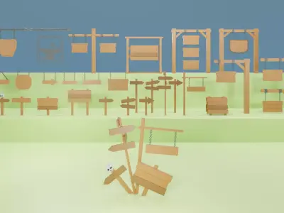 3D Low Poly Medieval Sign Pack Low-poly 3D model