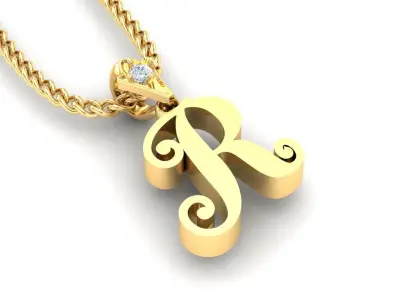 Alphabet V3 Light Gold  Font Pendant R 3D print model