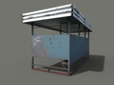 Abandoned Bus Stop Low-poly 3D model