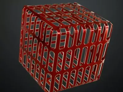 Red Shine Metal Grill Transparent PBR Seamless Texture