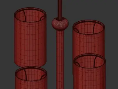 Tivoli 6 chandelier with brass and shades 3D model