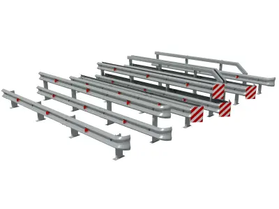 Road fence kit  Low-poly 3D model