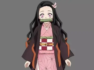 Low Poly anime Nezuko with textures Texture