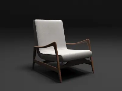 tow chairs mixte wood and clothe 3D model